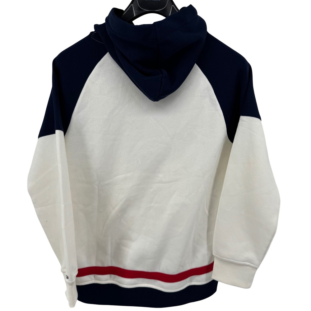 Tommy Hilfiger Hoodie Boys L 14/16 Ecru Colorblock Logo‎ Sweatshirt TBHIB13F-104 - Picture 2 of 8